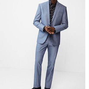 Express Mens Chambray Suit(Jacket 42R Pants 34x34)